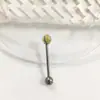 Clavo de lengüeta F136 diente interior doble cabeza barra recta tres garras circón胚球 bola bola bola aleación de titanio G23 joyería para perforación Puente de oreja
