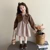 Traje de Otoño para Niña 2025 Nuevo Chaqueta de Cuero para Bebé Falda Floral Conjunto de Dos Piezas Estilo Coreano Infantil Moderno de Moda