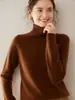 Suéter Feminino de Tricô Cashmere com Gola Alta e Manga Raglan Elegante para Trabalho Casual Simples Solto Manga Longa Top Básico