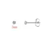 Brincos de Tarraxa com Zircônia e Fivela Borboleta de Aço Inoxidável 2-8mm