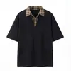 Estilo Americano Falso Duas Peças Manga Curta Casual Xadrez Patchwork Verão Meia Manga Camisa Polo Xadrez Color Blocking Decote V Camiseta Casual Tendência