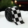 Cinta de Lino Imitación Cuadros Blanco y Negro Navideña Cinta de Atar para Envoltura de Regalos Decoraciones de Lazos para Guirnaldas Navideñas Venta al por Mayor