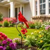 Estaca de Hierro para Césped con Pájaro Rojo Cardinal, Manualidad Más Vendida para Arreglo de Jardín Exterior y Decoración de Patio