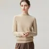 Suéter de cachemira para mujer 100% cachemira pura suéter de punto con cuello medio alto para mujer, nueva base de punto ajustada para otoño e invierno