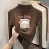 Ropa interior base forrada de polar para niñas, nuevo estilo otoño/invierno, camiseta de manga larga cálida y elegante para niñas pequeñas