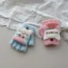 Guantes de Gato Hembra de Dibujos Animados con Dedos Medios abatibles para Edades 2-7, Resistentes al Frío Invernal y Cálidos, Engrosados para Guardería, Lindos para Uso al Aire Libre