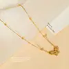 Collar Accesorio de Princesa Fugitiva con Lazo de Acero Inoxidable 18K para Mujer, Colgante de Collar de Acero de Titanio que No se Desvanece de Nicho
