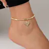 Moda Venta Caliente Tobillera de Amor con Pedrería Cadena de Tobillo con Colgante de Corazón Totalmente Diamantado Accesorios Europeos y Americanos
