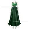 Fantasia de palco para Halloween noiva monstro verde princesa monstro verde conto de fadas medieval retrô vestido de veludo com decote quadrado
