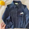 Camisa de Mezclilla para Niños 2026 Otoño Manga Larga Holgada Casual Chaqueta para Niños, Bebés y Niños Pequeños Camisa de Cuello Campana, Ropa para Niños