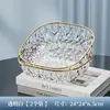 Plato de Fruta de Plástico con Borde Dorado y Diseño de Diamantes para Uso Doméstico, Plato de Bocadillos Multicolor para Sala de Estar, Hotel, Restaurante y Exhibición en Puesto