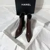 Botines ajustados con cremallera trasera, punta fina, botines de tacón alto a la moda para mujer, botines de mujer estilo francés, tacón grueso, caña corta, nuevos botines versátiles de tela para otoño