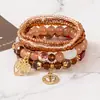 Pulsera de Pulsera Elástica Multicapa con Cuentas, Estilo Bohemio, Corazón Hueco, Ancla, Colgante, Venta Caliente Transfronteriza