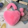 E-commerce Transfronteiriço Iniciante Bolsa Nova Bolsa de Pelúcia Coração Bolsa de Mão Coração Bolsa de Corrente Bolsa de Ombro Transversal