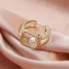 Design de Luxo Leve Anel Feminino Ajustável com Pedras Preciosas Incrustadas de Diamante, Anel Aberto Elegante em Forma de Cobra com Zircônia para Mulheres, Joia de Mão