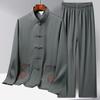 Nuevo Traje Tang de Seda Helada de Estilo Chino para Primavera y Verano para Hombre de Mediana Edad y Anciano Delgado de Manga Larga Traje de Papá Estilo Chino Hanfu Traje de Abuelo