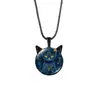 Colar de Pedra Preciosa Face de Gato Preto Time para Celular Acessórios Versáteis Femininos Pingente de Orelha de Gato Fofo Corrente de Suéter Retrô Joias Venda por Atacado