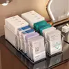 Caixa de armazenamento de máscara facial, caixa com compartimentos para cosméticos domésticos, organizador transparente de grande capacidade para mesa de toucador de produtos para cuidados com a pele