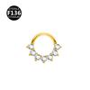 F136 aleación de titanio anillo doble para la nariz sin costuras punk circonita piercing para la nariz aretes redondos joyería perforada al por mayor europea y americana