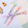 Caneta gel com óleo e areia movediça criativa, combinação de papelaria de desenho animado, caneta fada de alto valor para estudante, caneta de tinta à base de água para escritório