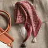Cachecol Quadrado Pequeno de Veludo Estilo Étnico Retrô Anos 70, Lado Duplo Bicolor de Lã de Seda, Xale Quente para Mulheres, Lenço de Pescoço de Luxo Leve
