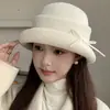 Sombrero de Estilo Simple de Chica Rica para Mujer Otoño Invierno Ala Corta Borde Enrollado Sombrero de Pescador Sombrero Cortavientos para Viaje Diario Sombrero Cálido Dropshipping