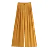 Ropa para Mujer: Pantalones Anchos de Lino Seda Hielo para Mujer, Cintura Semi-Elástica de Verano, Plisados, Caída Suelta, Casual de Algodón y Lino, Pantalones Falda Yamamoto