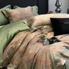 Funda de edredón de algodón puro de alta gama europea para todas las estaciones, sábana bajera de algodón completo, amigable con la piel, satén, para dormir sin ropa, algodón de fibra larga, algodón australiano, juego de cuatro piezas