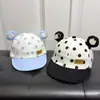 Nuevo sombrero infantil de primavera 2024 oso de dibujos animados gorra de bebé lunares de bebé sombrero de sol de borde suave