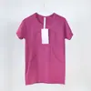 2.0 Tejido Secado Rápido Ajuste Delgado Adelgazante Ropa de Yoga para Mujer Transpirable Camiseta Secado Rápido Ajustada Manga Corta Alta Elasticidad Top de Fitness