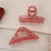 Presilha de Cabelo Rosa com Bolinhas Estilo Coreano e Japonês com Toque de Luxo, Presilha de Cabelo Laço Delicada para Penteado de Coque na Parte de Trás da Cabeça, Acessório de Cabelo Presilha Tubarão