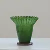 Vaso de Vidro Softhome Escandinavo de Boca Larga com Frisos e Borda Enrolada Plissado Decoração Suave Decorações para Sala Modelo