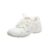 Versión de Piel de Vaca 2025 Primavera y Verano Nuevos Zapatos Casuales de Entrenamiento Moral con Suela de Luna Creciente y Cordones con Perlas para Mujer Zapatos Forrest Gump