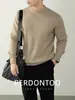 ¡Lana Modal Cálida y Suave! Suéter de Punto Vertical de Cuello Medio para Hombre, Capa Base Otoño e Invierno, Lujo Accesible, Suéter Cálido