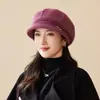 Nuevo Sombrero de Punto Estilo Coreano para Otoño e Invierno, Color Sólido, Gorra con Visera de Piel de Conejo Sintética para Señoras de Mediana Edad y Mayores, Sombrero Cálido para Ciclismo con Protección para los Oídos