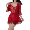 Camisón Sexy Puro Deseo Transparente Tentación Pijamas para Mujer Malla Transparente Encaje Tirantes Camisón Coqueto Conjunto para Estar en Casa