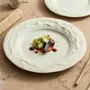 Prato Redondo Raso de Cerâmica Queimado em Forno de Fábrica Prato para Comida Ocidental Louça Criativa para Hotel Prato Comercial para Bife Prato