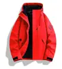 Chaqueta Cortavientos para Exteriores Otoño Invierno Tres en Uno con Forro Polar con Capucha Cálida Engrosada Moda Parche Traje de Montañismo