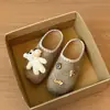 Pantuflas Cerradas sin Cordones para Mujer, Nuevo Estilo Otoño, Adorno Lindo de Oso de Dibujos Animados, Cierre de Gancho, Zapatos Birkenstock Versátiles para Mujer