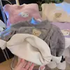 Camiseta de Inverno para Meninas Bebê Estilosa Infantil Tendência Marca Desenho Animado Coreano Aconchegante Lã Integrada Gola Meia-Alta Camada de Base