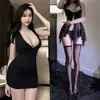 Lencería Sexy, Uniforme Sexy, Pijama de Tentación, Deseo Puro, Senos Pequeños, Espalda Descubierta Cruzada Grande, Conjunto de Falda de Cadera para Discoteca para Mujeres