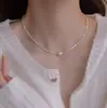 Collar Colgante de Perla Fragmentada Plateada para Mujer, Cadena Clavicular Versátil de Lujo Ligero de Gama Alta, Nuevo Diseño de Moda 2025