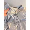 Pijama de Encaje de Alta Gama Estilo Francés de Manga Larga de Seda de Hielo para Mujer, Conjunto de Shorts Finos de Verano para Casa que se Puede Usar Afuera