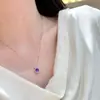 Pingente Trevo da Sorte de Prata Esterlina S925 Brilhante com Ametista Natural para Mulheres, Toque de Alto Padrão, Personalizado, Novo Estilo Chinês, Corrente de Clavícula de Luxo Leve