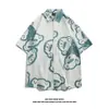 Camisa de Manga Corta de Nicho Ins de Moda para Hombre Verano Casual Playa Estampada Street Holgada Top de Media Manga