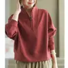 Suéter de Otoño 2025 con Cuello Alto y Media Cremallera Ropa Exterior Estilo Mujer Manga Larga Pulóver Top Casual Holgado Mujer