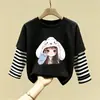 Nueva Camiseta de Algodón Puro de Manga Larga para Niños Otoño 2026, Elegante Camiseta Base de Dibujos Animados para Bebés, Top para Niñas Primavera y Otoño