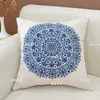 Fronha Bordada em Porcelana Azul e Branca, Almofada Estilo Chinês, Suporte Lombar, Capa de Almofada para Cadeira de Escritório Sofá para Dormir de Lado