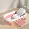 Bañera para Bebé con Sensor de Temperatura para Uso en Casa, Plegable y Adecuada para Sentarse y Acostarse, Tina de Baño Infantil Ampliada y Engrosada, Tina para Remojar Bebés