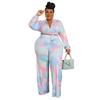 N7612 Moda Outono Nova Europeia e Americana Transfronteiriça Feminina Estampada Cadarço Gola Camisa Calças Street Casual Terno